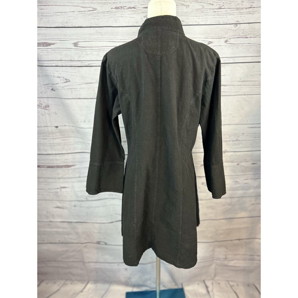 Inca Cottons Jacket Womens M Black Coin Detail Open Front Longline - Picture 4 of 6